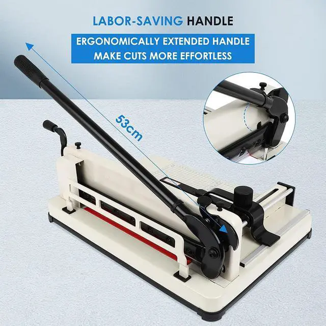 Alt view image 5 of 6 - 12" Heavy Duty Guillotine Trimmer Paper Cutter,Cortadora de Papel 400 Sheets Paper Trimmer with Double Safety Protection Durable HSS Blade for Cutting Paper