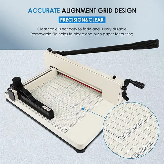 Alt view image 6 of 6 - 12" Heavy Duty Guillotine Trimmer Paper Cutter,Cortadora de Papel 400 Sheets Paper Trimmer with Double Safety Protection Durable HSS Blade for Cutting Paper
