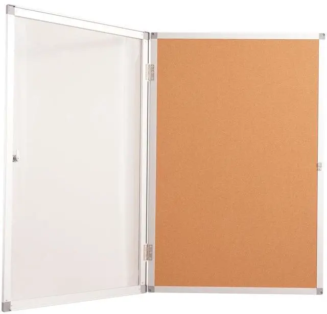Main image of 36x24 Inch Enclosed Bulletin Board,Outdoor Weatherproof Tamper-Proof Noticeboard with Locking Doors, Black Aluminum Frame Shatter Resistant Lockable Bulletin Board
