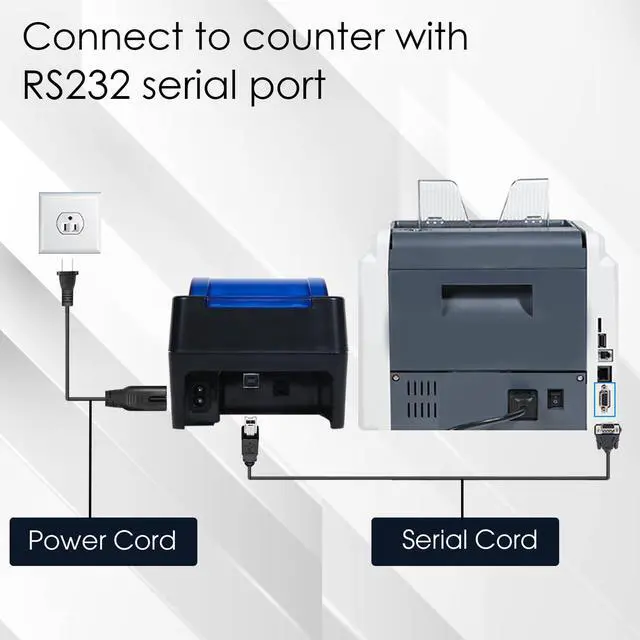 Alt view image 3 of 6 - RIBAO Thermal POS Printer Receipt Printer Connect BC-55 BC-40 BCS-160 Mixed Bill Money Counter & Coin Sorter 58mm USB Cash Drawer Interface NOT for Square NOT for Other PC Device