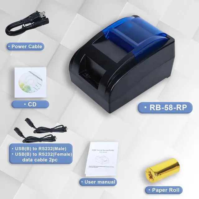 Alt view image 4 of 6 - RIBAO Thermal POS Printer Receipt Printer Connect BC-55 BC-40 BCS-160 Mixed Bill Money Counter & Coin Sorter 58mm USB Cash Drawer Interface NOT for Square NOT for Other PC Device