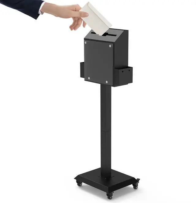 Main image of Freestanding Ballot Box Collection with Silent Caster Wheels: Secure and Versatile for Office, Charity, and Events Includes Lock and Large Slot, Functions as Donation, Suggestion, and Offering Box