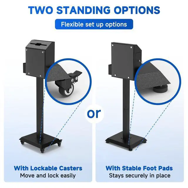 Alt view image 4 of 6 - Freestanding Ballot Box Collection with Silent Caster Wheels: Secure and Versatile for Office, Charity, and Events Includes Lock and Large Slot, Functions as Donation, Suggestion, and Offering Box