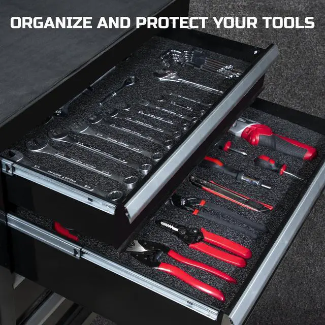 Alt view image 3 of 6 - Tool Box Foam 28x20x2 inch 2Pack, Foam Inserts for Cases, Polyethylene Storage Sheets for Toolbox Hard Case, Tool Shadow Insert, Kaizen Organizer Sheet, Black with Red
