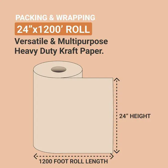 Alt view image 2 of 5 - Delta Paper Shipping Paper Roll 24"L, 1-Pack | Large Kraft Paper Roll for Packing, Moving and Storage