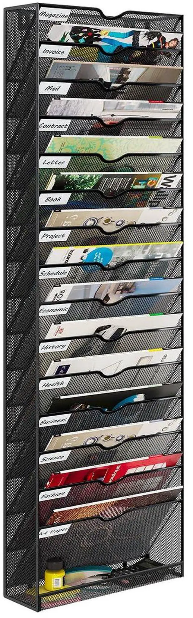 Main image of Hanging Wall File Organizer,16-Tier Desk File Mail Holder, Paper Bill Organization For Office Home School, Black