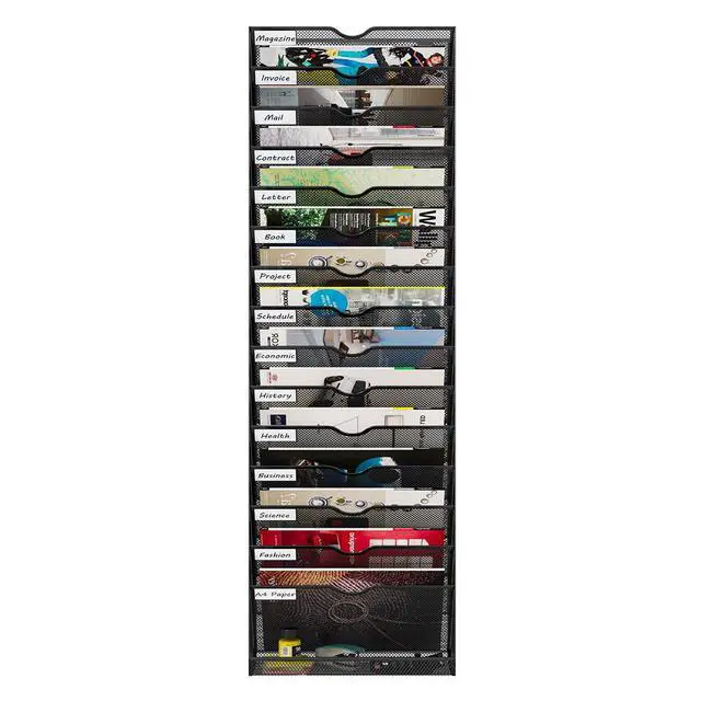 Alt view image 2 of 6 - Hanging Wall File Organizer,16-Tier Desk File Mail Holder, Paper Bill Organization For Office Home School, Black