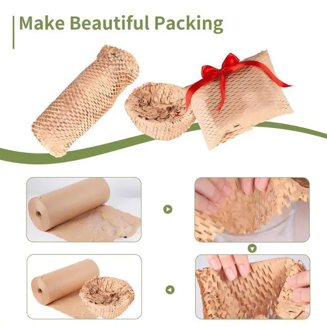 Alt view image 3 of 6 - Eco-Friendly Honeycomb Packing Paper - 20" x 1500' Extra Large Roll, 100% Recyclable Kraft Material, Ideal for E-Commerce, Moving, and Small Business Shipping