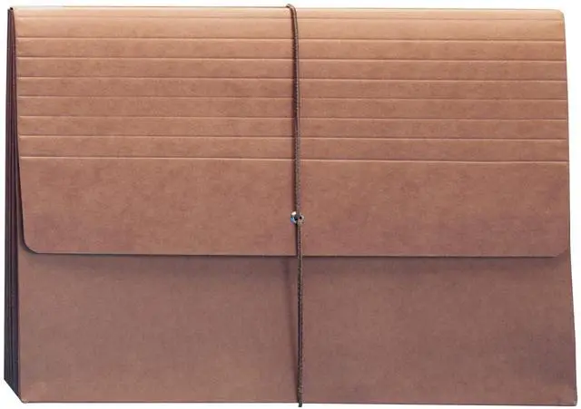Main image of Expanding File Wallet, Flap and Cord Closure, 5-1/4" Expansion, Extra Wide Legal Size, Redrope, 10 per Box (71189)