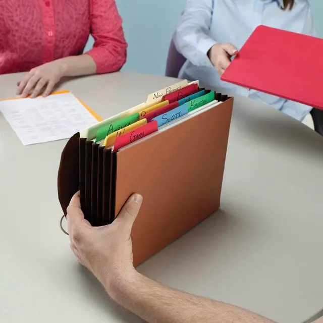 Alt view image 5 of 6 - Expanding File Wallet, Flap and Cord Closure, 5-1/4" Expansion, Extra Wide Legal Size, Redrope, 10 per Box (71189)