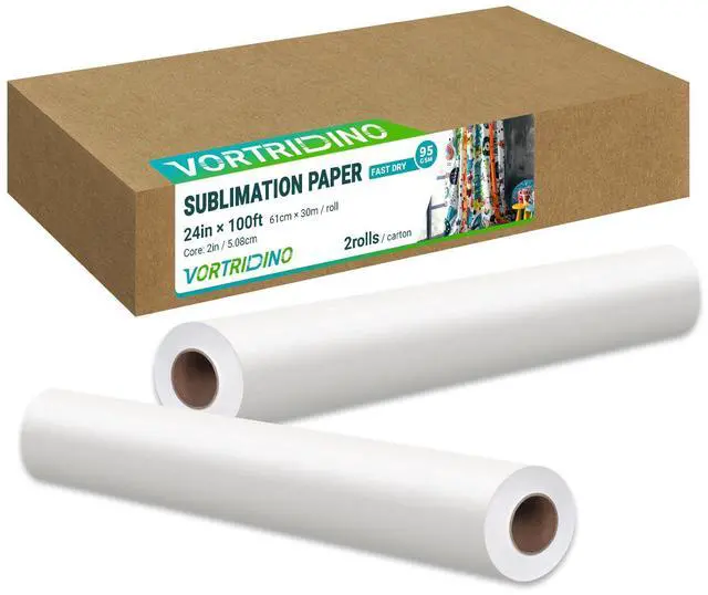 Main image of Sublimation Paper Roll 24 Inches x 100 Feet, 2" Core, E)-pson F570 Sublimation Paper Roll 24 inch wide, 95gsm, 2 Rolls (24in x 100ft x 2Rolls)