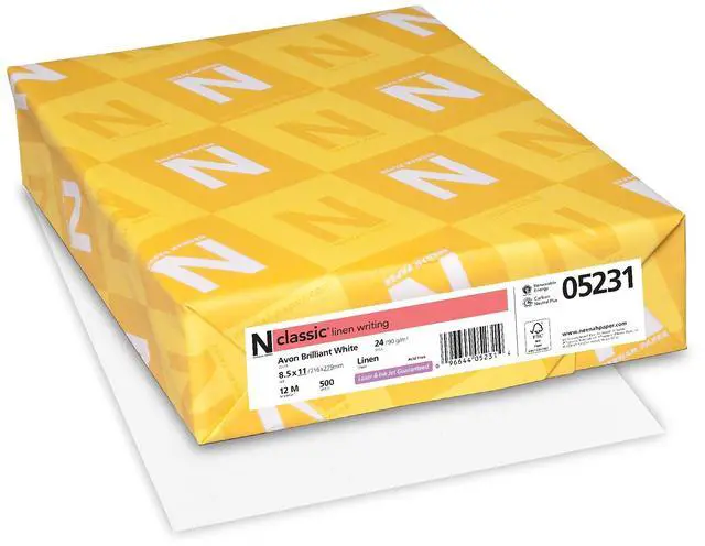 Main image of Classic Crest Paper, 8.5" x 11", 24 lb, Linen Finish, Avon Brilliant White, 500 Sheets (05231)