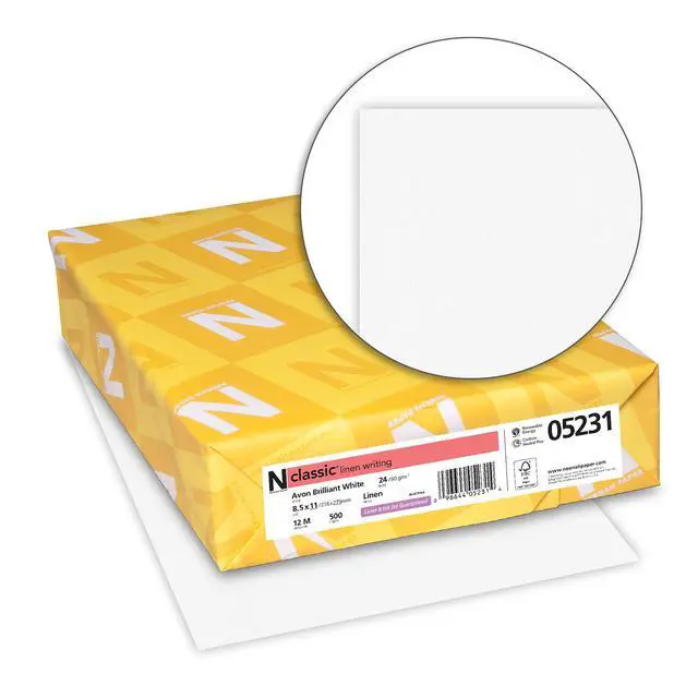 Alt view image 2 of 2 - Classic Crest Paper, 8.5" x 11", 24 lb, Linen Finish, Avon Brilliant White, 500 Sheets (05231)