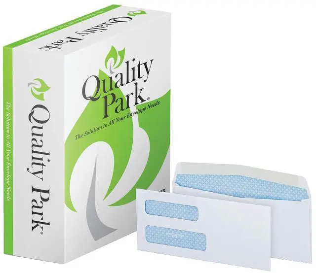 Main image of #9 Security Envelopes, Double Window, Invoices and QuickBooks Statements, 3-7/8 x 8-7/8 Inches, Gummed, 24 lb White, 500/Box (QUA24527)