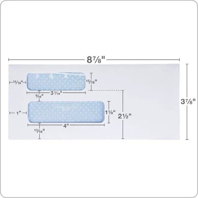 Alt view image 2 of 5 - #9 Security Envelopes, Double Window, Invoices and QuickBooks Statements, 3-7/8 x 8-7/8 Inches, Gummed, 24 lb White, 500/Box (QUA24527)