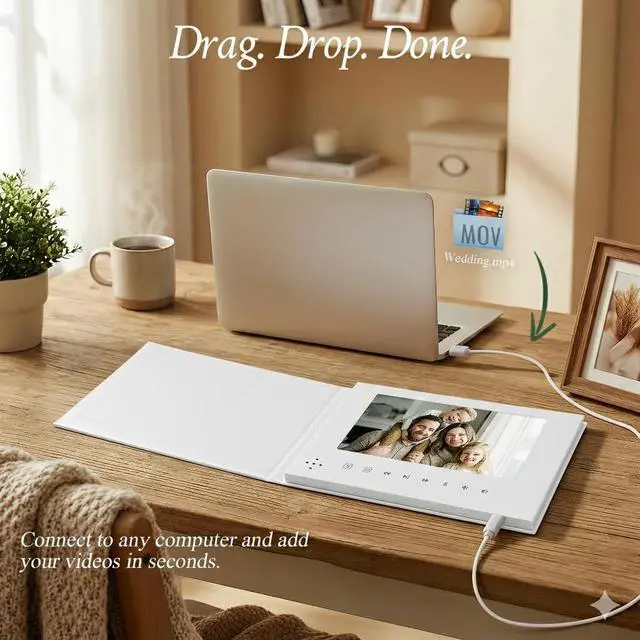 Alt view image 4 of 6 - Blank White Video Book, 7-Inch Video Keepsake Gift with Sound, 4GB | Keeps the focus on your own memory
