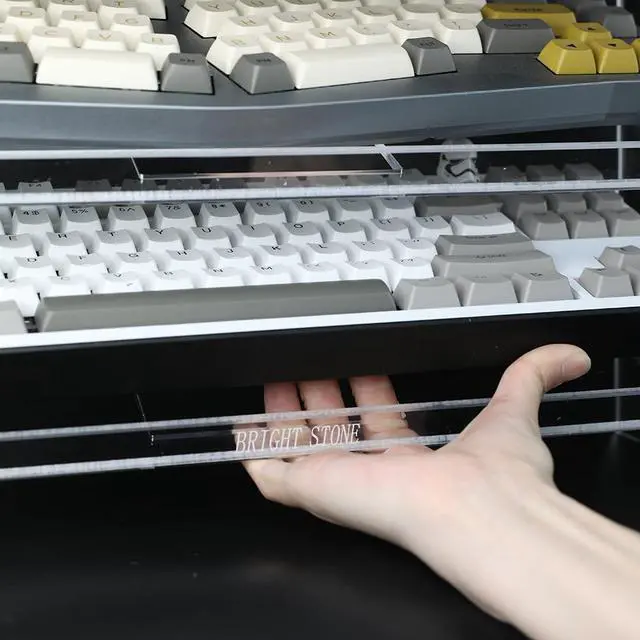 Alt view image 3 of 6 - Acrylic Keyboard Display Stand,Mechanical Keyboard Storage Rack,Multilayer Acrylic Organizer,Desktop Shelf Holder for Customized Keyboard (5 Tiers,long)