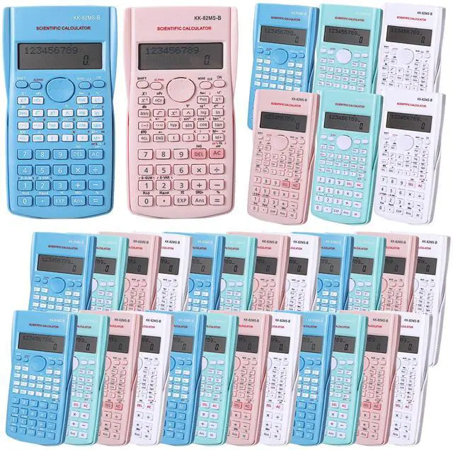 Main image of 32 Pcs Scientific Calculators 2 Line Engineering Scientific Calculator Bulk Function Math Large Display Multi-Function Ideal for College Office Business Finance, Pink, Blue, Green, White