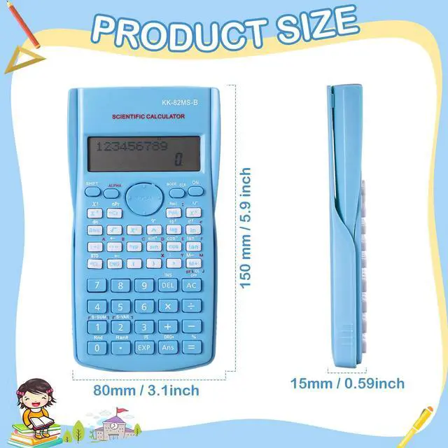 Alt view image 2 of 6 - 32 Pcs Scientific Calculators 2 Line Engineering Scientific Calculator Bulk Function Math Large Display Multi-Function Ideal for College Office Business Finance, Pink, Blue, Green, White