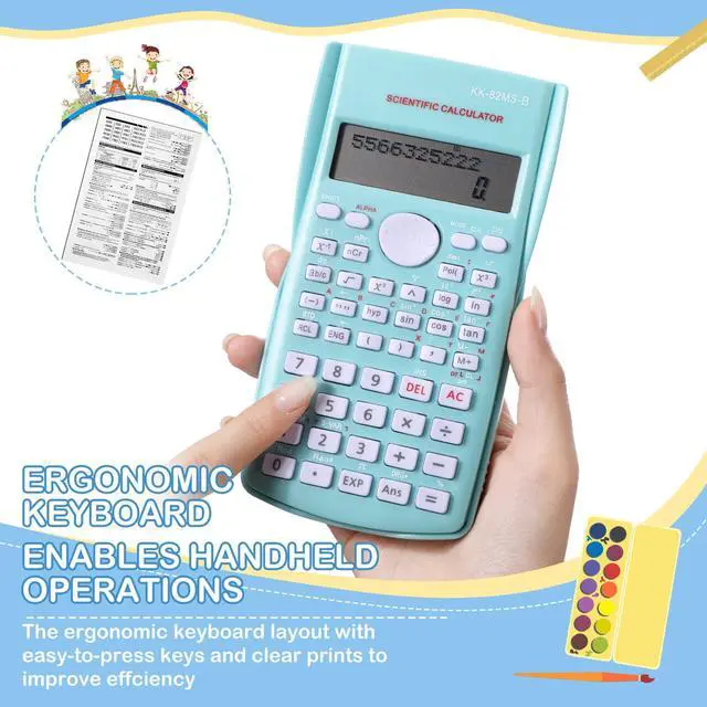Alt view image 3 of 6 - 32 Pcs Scientific Calculators 2 Line Engineering Scientific Calculator Bulk Function Math Large Display Multi-Function Ideal for College Office Business Finance, Pink, Blue, Green, White