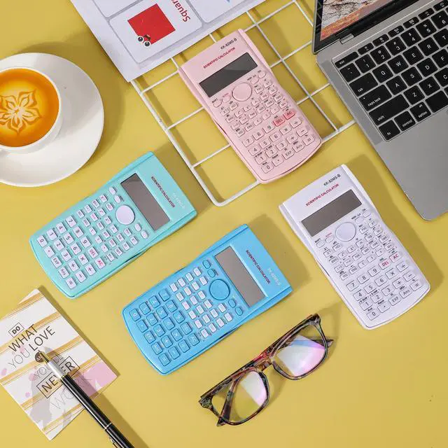 Alt view image 4 of 6 - 32 Pcs Scientific Calculators 2 Line Engineering Scientific Calculator Bulk Function Math Large Display Multi-Function Ideal for College Office Business Finance, Pink, Blue, Green, White