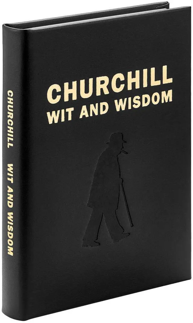 Main image of Churchill Wit and Wisdom - Leather Bound Book Black - Fine Collectible Edition - Quality Leather - Made in USA