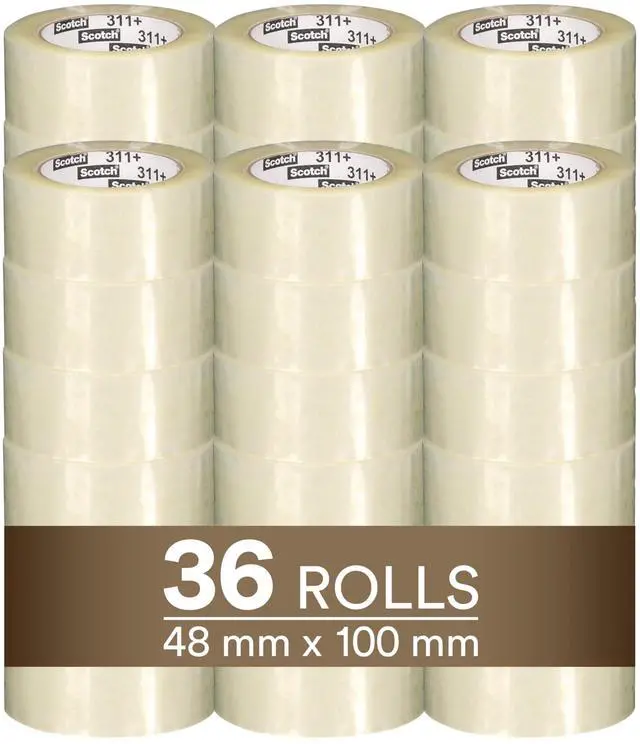 Main image of Scotch High Tack Box Sealing Tape 311+, Cold Shipping, Freezer Storage, Clear Color, 48 mm x 100 m, 36/Case
