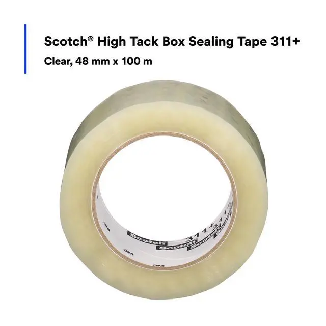 Alt view image 3 of 6 - Scotch High Tack Box Sealing Tape 311+, Cold Shipping, Freezer Storage, Clear Color, 48 mm x 100 m, 36/Case