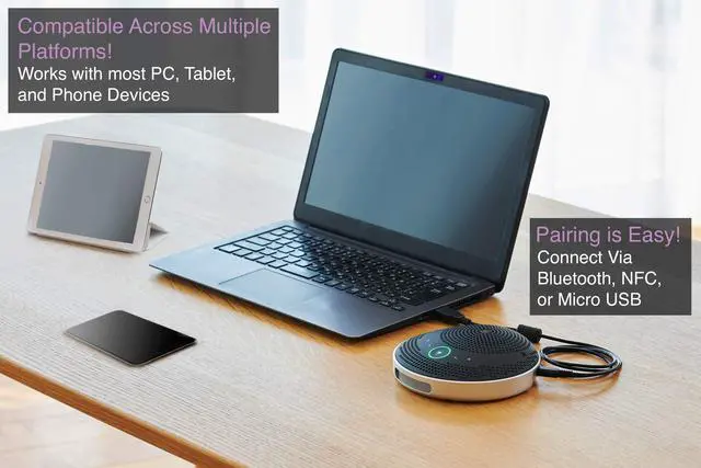 Alt view image 4 of 6 - YVC-200 Portable USB & Bluetooth Speakerphone, Hold Meetings Anywhere, Noise Reducing Conference Phone with 10-Hour Rechargeable Battery Life
