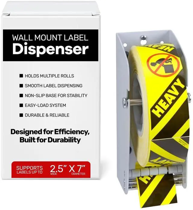 Main image of Wall Mount Label Dispenser (3") - Sticker Roll Dispenser - Table Top - Label Holder - Stamp Roll Dispenser - Sticker Stand - Thermal Label Holder - Heavy-Duty All Steel