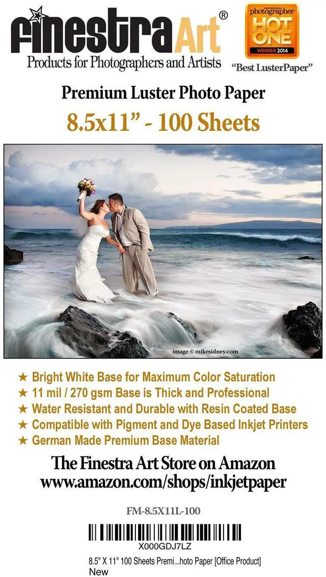 Main image of 8.5" X 11" Premium Luster Inkjet Photo Paper - 100 Sheets