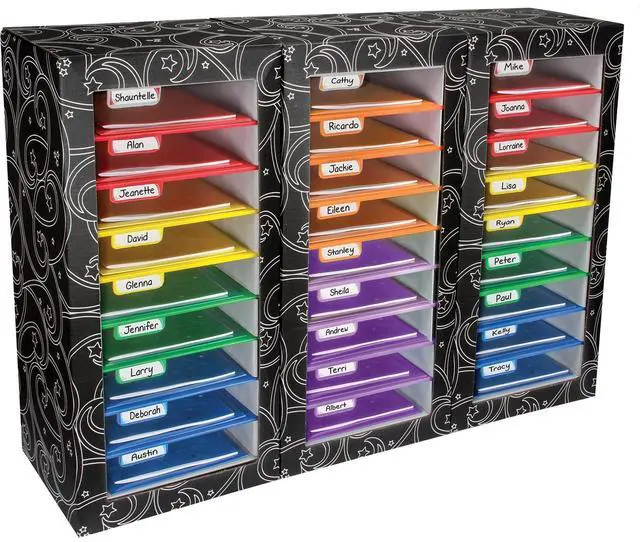 Main image of Classroom Mail Center, 27 Slots | 6 Different Colored Shelves for Easy Organization