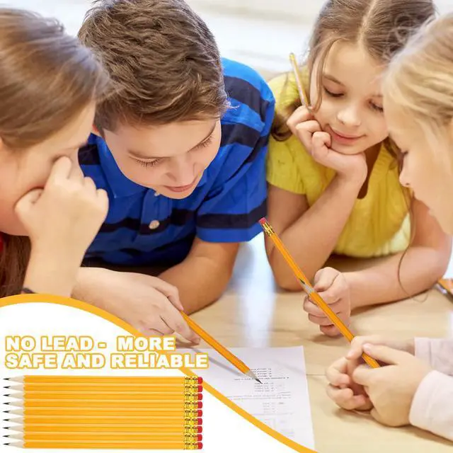 Alt view image 4 of 6 - 1200 Pack #2 HB Pencils Bulk, Yellow Wood Cased Unsharpened Pencils with Erasers for Back to School Supplies, Classroom, Teachers, Students, Testing, Office