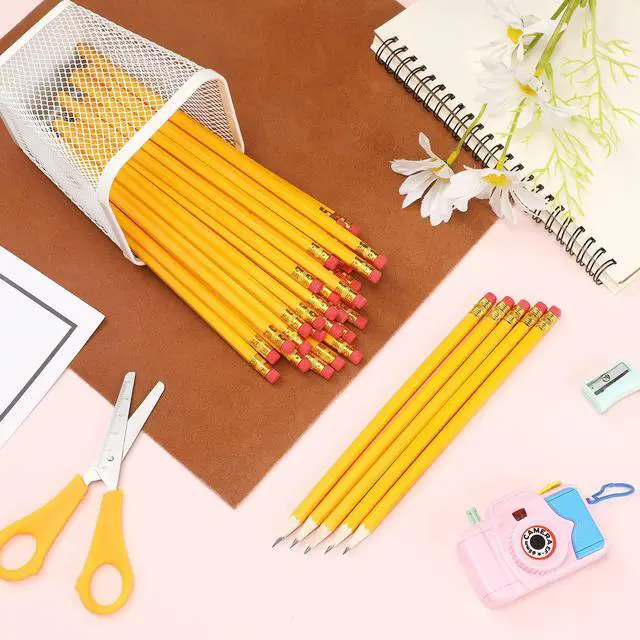 Alt view image 6 of 6 - 1200 Pack #2 HB Pencils Bulk, Yellow Wood Cased Unsharpened Pencils with Erasers for Back to School Supplies, Classroom, Teachers, Students, Testing, Office