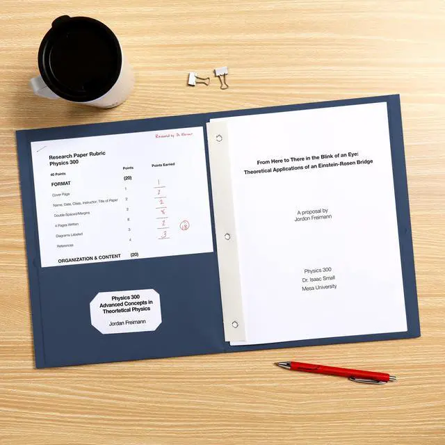 Alt view image 6 of 6 - 2 Pocket Folders with Prongs, Mega Box of 125, Textured Paper Folders, Blue, Letter Size, Essentials for School & Teacher Supplies Lists (57719)