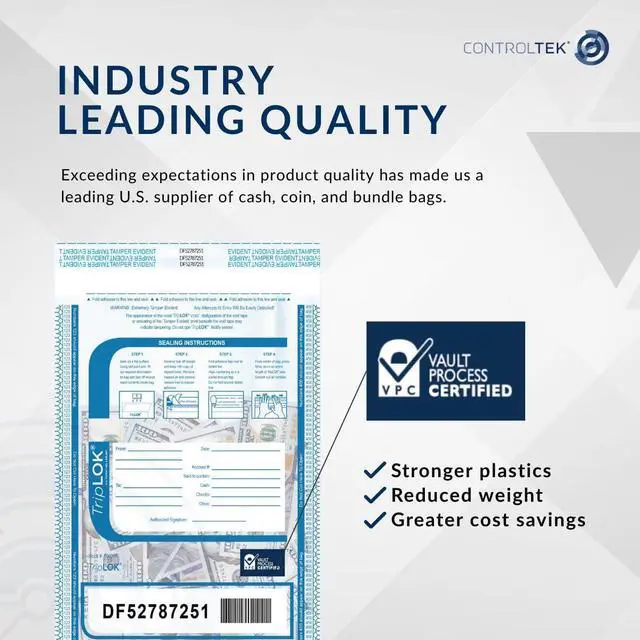 Alt view image 5 of 6 - TripLok 19" x 24", White, 50 Bags, Tamper-Evident Deposit Bags for Cash Handling & Valuables, Moisture, Heat and Cold Sensitive Ink, Tear-off receipt + Large Barcodes 585058