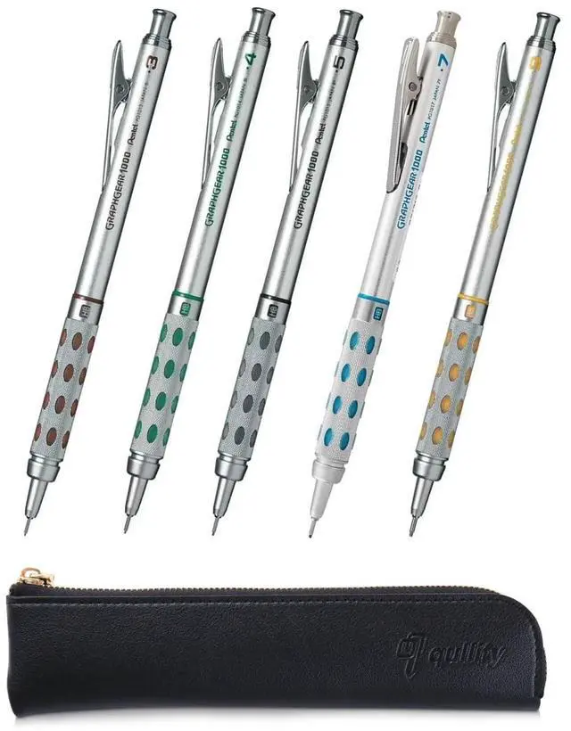 Main image of Graph Gear 1000 Mechanical Drafting Pencil Set (0.3mm / 0.4mm / 0.5mm / 0.7mm / 0.9mm), original pen case