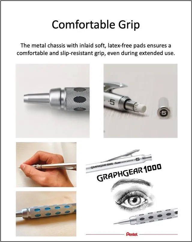 Alt view image 3 of 6 - Graph Gear 1000 Mechanical Drafting Pencil Set (0.3mm / 0.4mm / 0.5mm / 0.7mm / 0.9mm), original pen case