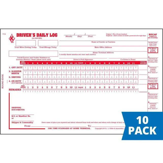 Alt view image 2 of 6 - J. J. Keller Driver Daily Log Book 10-pk. with Detailed Driver Vehicle Inspection Report & Daily Recap - Book Format with 31 Sets, 2-Ply with Carbon, 8.5" x 5.5"
