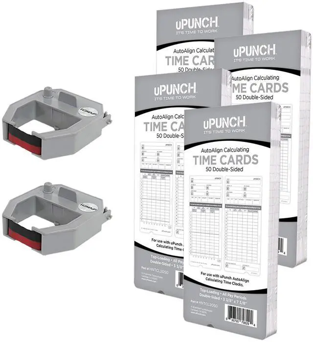 Main image of 2 Pack Ribbon/200 Card Combo for Gray HN4000 AutoAlign Calculating Time Clocks (HNRL2TCL2200)