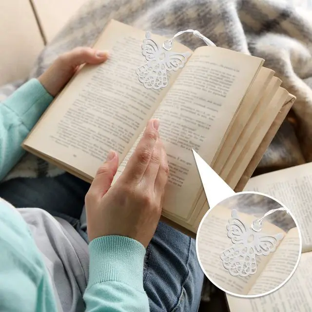 Alt view image 6 of 6 - 120 Pieces Metal Angel Bookmark Favors Tassels Angel Bookmark Funeral Favors for Book Lovers Collection Guests Gift