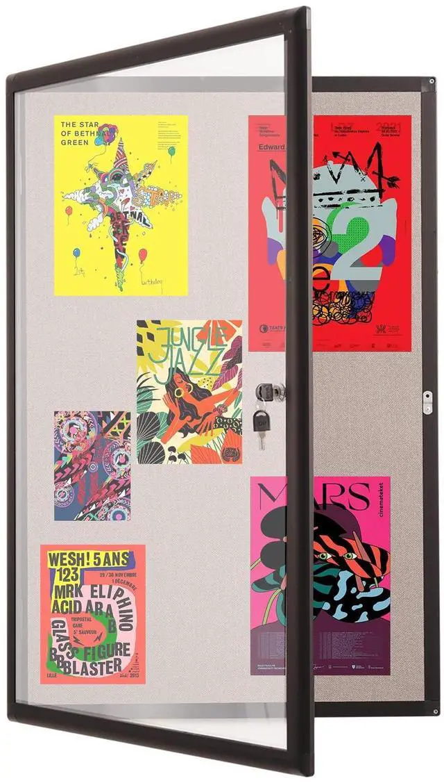 Main image of 36x24 Inch Enclosed Bulletin Board,Outdoor Weatherproof Tamper-Proof Noticeboard with Locking Doors, Black Aluminum Frame Shatter Resistant Lockable Bulletin Board