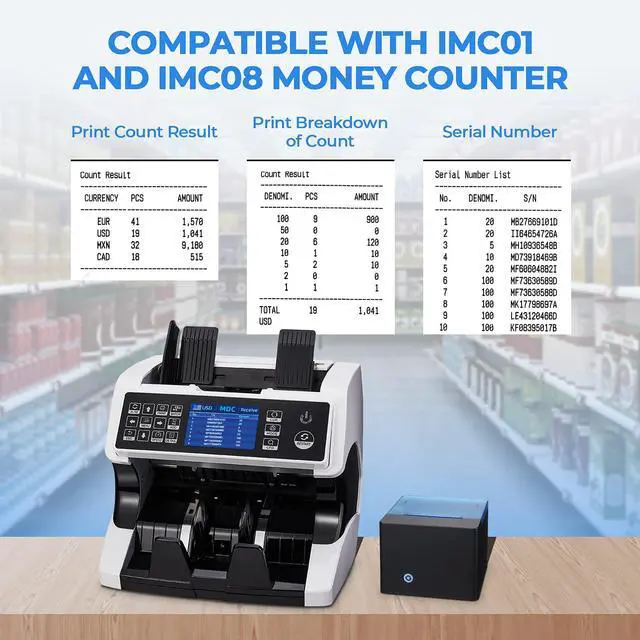 Alt view image 3 of 6 - Thermal Printer for Mixed Denomination Money Counter Machine, Connect and Use