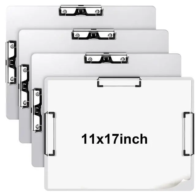 Main image of 4 Pcs 11x17 Aluminum Clipboard Three Clip Tough Extra Large Clipboard 11x17 Drawing Metal Clipping Board for Office Artists Professionals Workshop Supplies