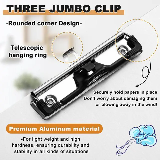 Alt view image 3 of 6 - 4 Pcs 11x17 Aluminum Clipboard Three Clip Tough Extra Large Clipboard 11x17 Drawing Metal Clipping Board for Office Artists Professionals Workshop Supplies