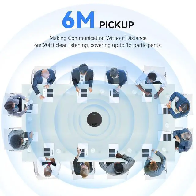 Alt view image 4 of 6 - MagiCall Pro Bluetooth Conference Speakerphone, Bluetooth/Dongle/USB, 8 AI Noise-Canceling Microphones, 360° Voice Pickup, 18H Talk Time, Compatible with Zoom, Teams & OBS, for 1215 People