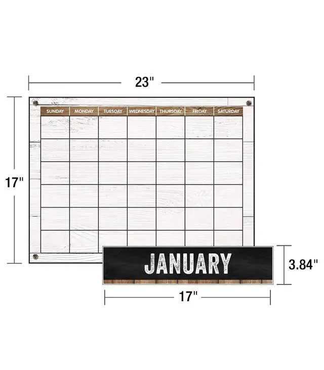 Alt view image 3 of 6 - Industrial Chic 95-Piece Calendar Bulletin Board Set, Farmhouse Monthly Calendar with Numbers, Birthdays and More, Rustic Farmhouse Calendar Bulletin Board Set for Classroom