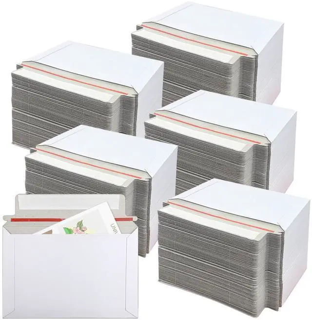 Main image of 500PCS Self Seal Rigid Mailers, 6.5 x 4.5 Inch Self Seal Cardboard Mailers, White Rigid Photo Mailers Cardboard Envelopes for Photos, Shipping CD, Document, Stamps (500)