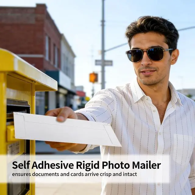 Alt view image 5 of 6 - 500PCS Self Seal Rigid Mailers, 6.5 x 4.5 Inch Self Seal Cardboard Mailers, White Rigid Photo Mailers Cardboard Envelopes for Photos, Shipping CD, Document, Stamps (500)