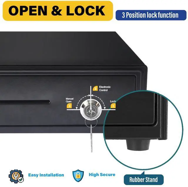 Alt view image 6 of 6 - 16inch Heavy Duty POS Cash Drawer with 5Bill/5Coin with Under Counter Mounting Metal Bracket